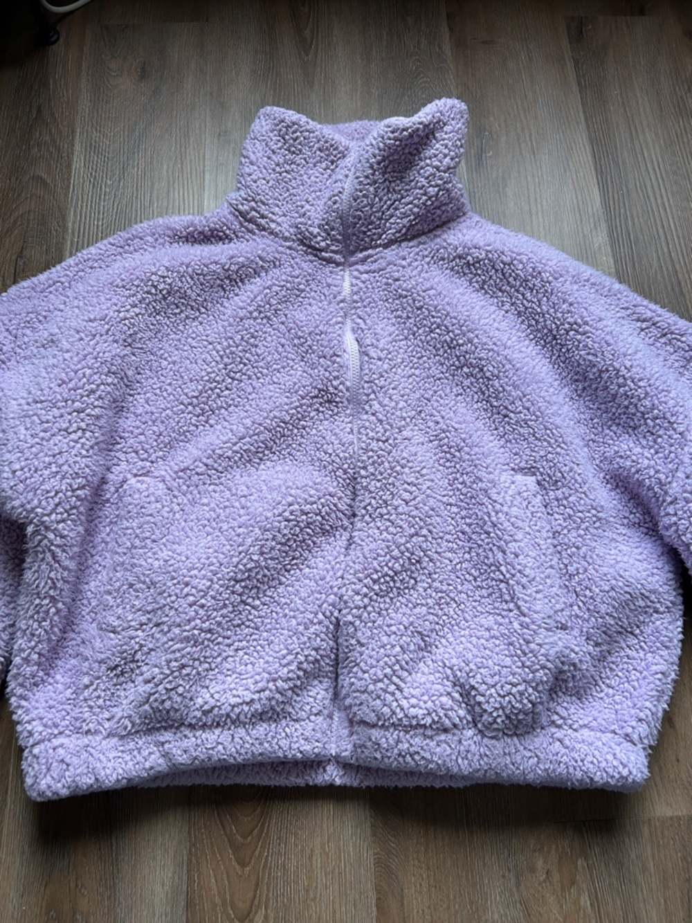 SO Lavender Plush Sherpa zipper Sweater